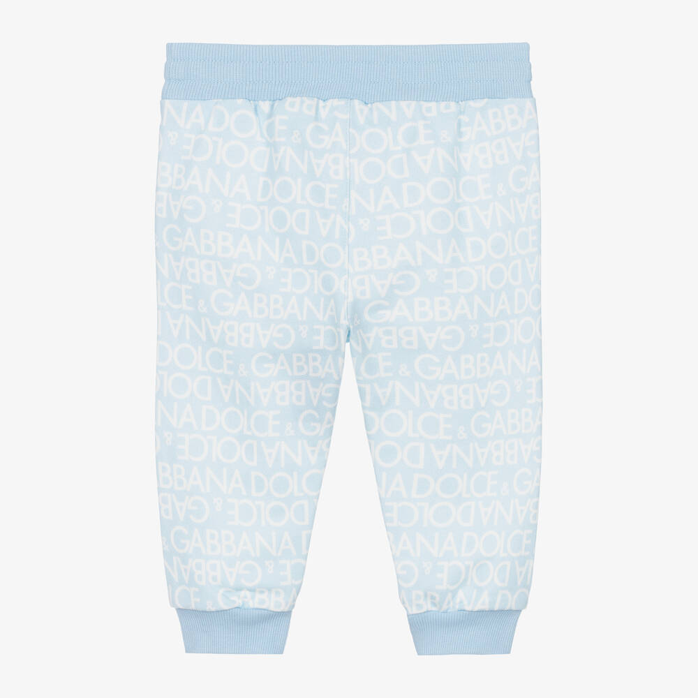Dolce & Gabbana-Pale Blue Cotton Monogram Joggers | Childrensalon Outlet
