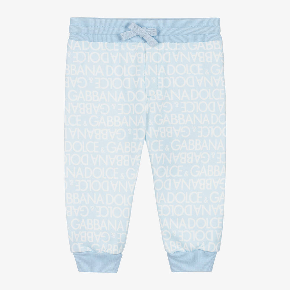 Dolce & Gabbana - Bas de jogging bleu pâle en coton | Childrensalon