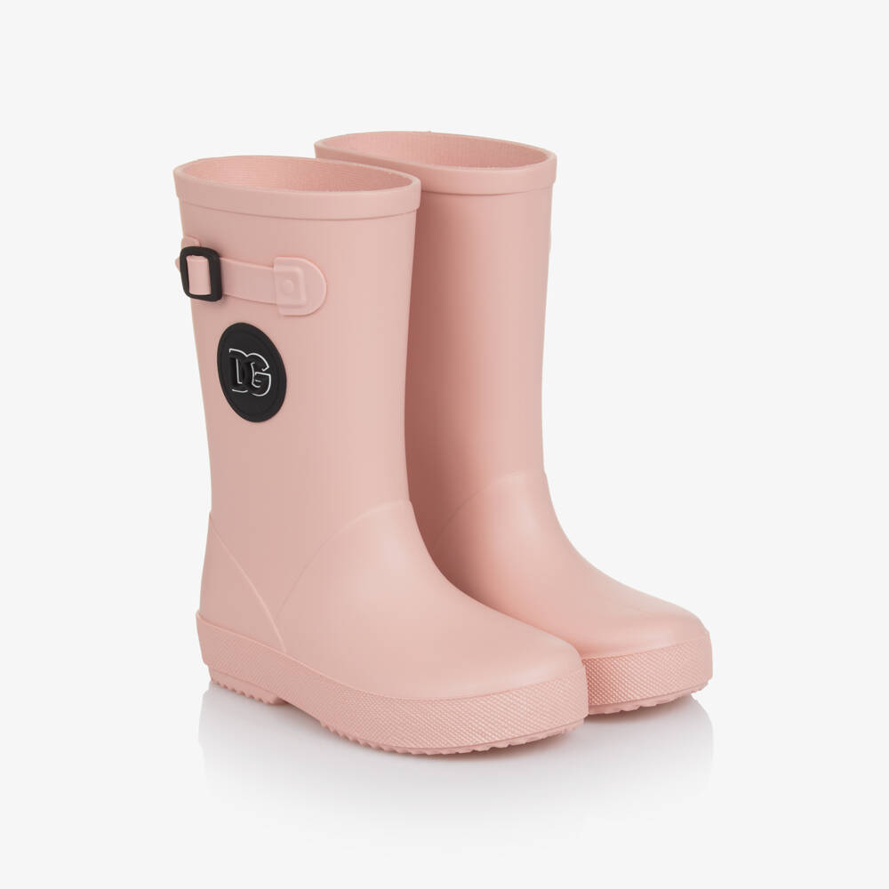 Dolce & Gabbana-Pale Pink DG Logo Rain Boots | Childrensalon Outlet