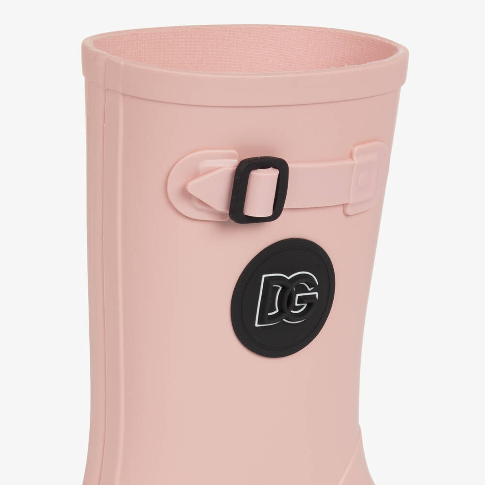 Dolce & Gabbana-Pale Pink DG Logo Rain Boots | Childrensalon Outlet