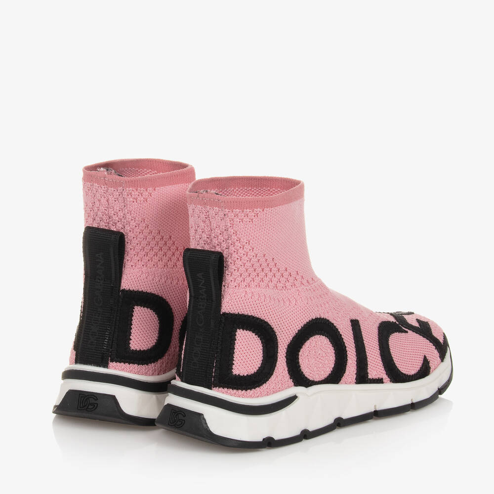 Dolce Gabbana Pink Black Sock Trainers Childrensalon Outlet