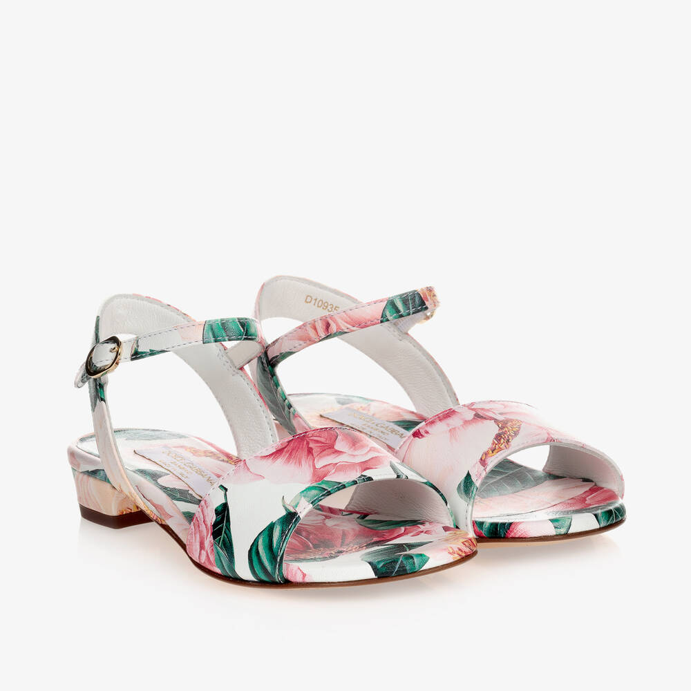 Dolce & Gabbana - Розовые сандалии с камелиями | Childrensalon