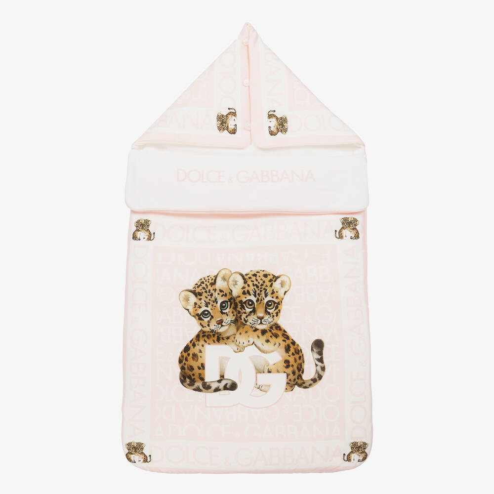 Dolce & Gabbana - Розовый хлопковый конверт DG с леопардами (84см) | Childrensalon