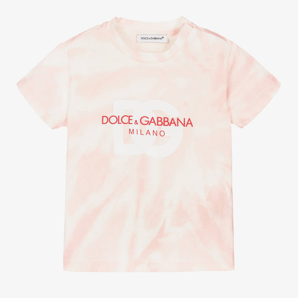 Dolce & Gabbana - Pink Cotton Tie-Dye T-Shirt | Childrensalon