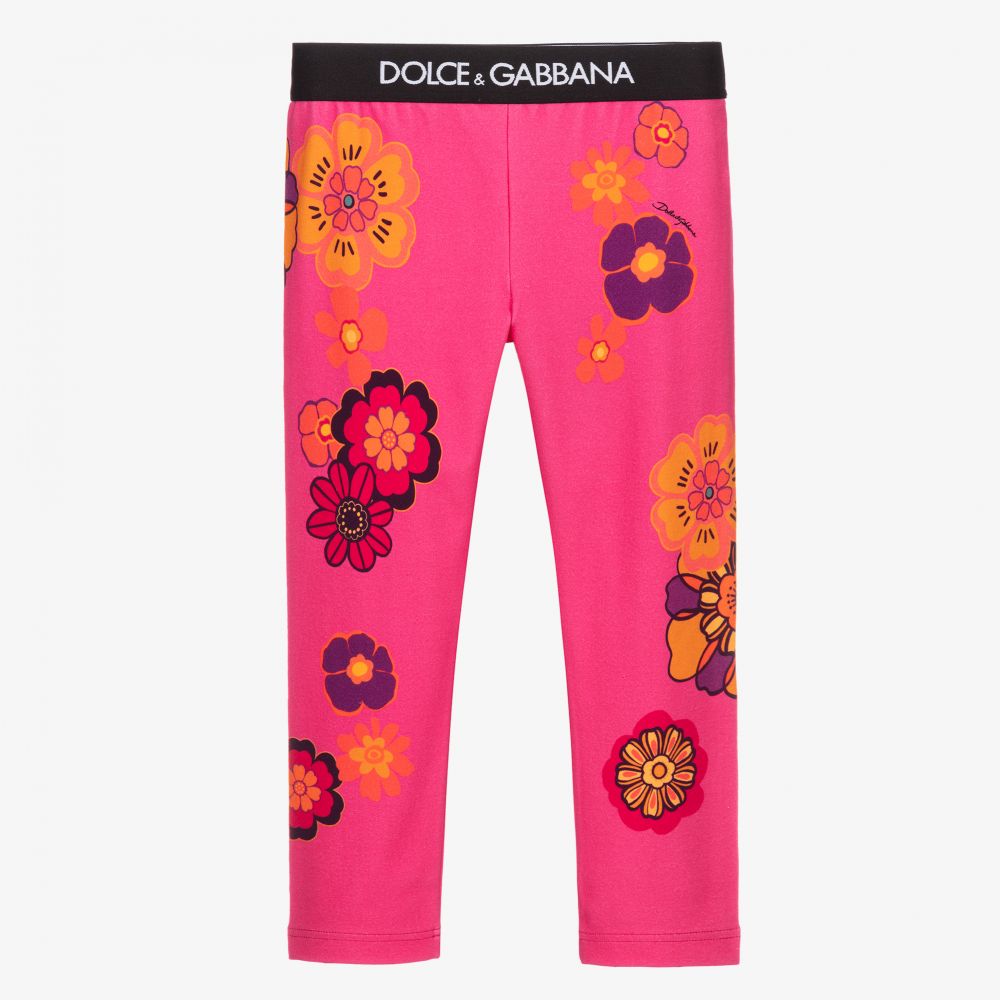Dolce & Gabbana - Pinke Baumwoll-Leggings mit Blumen | Childrensalon