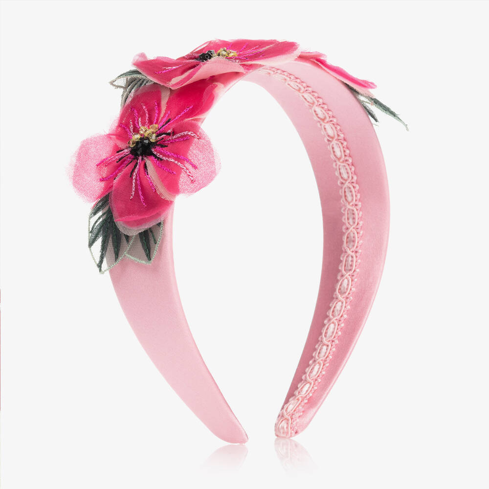 Dolce & Gabbana-Розовый ободок для волос с цветком | Childrensalon Outlet