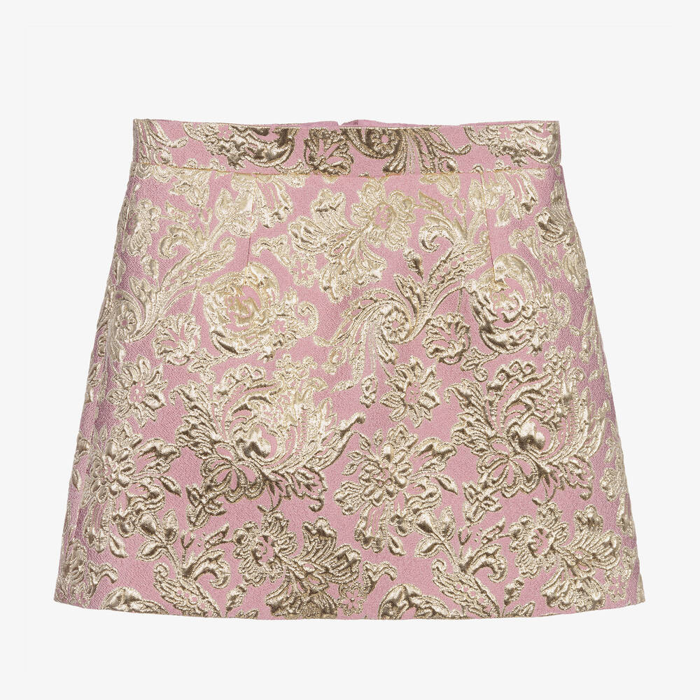 Dolce & Gabbana - Brokatrock in Rosa und Gold  | Childrensalon