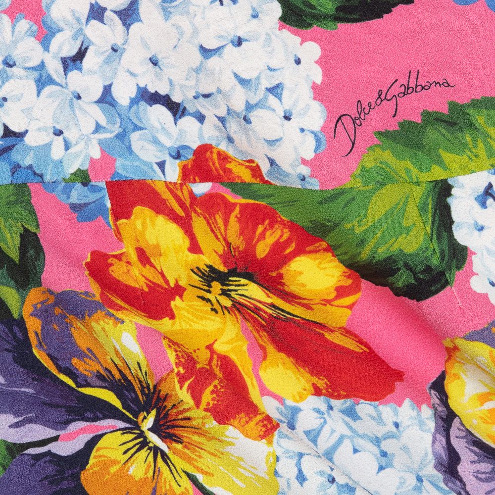 Dolce & Gabbana-Розовое платье с гортензиями и трусики | Childrensalon Outlet