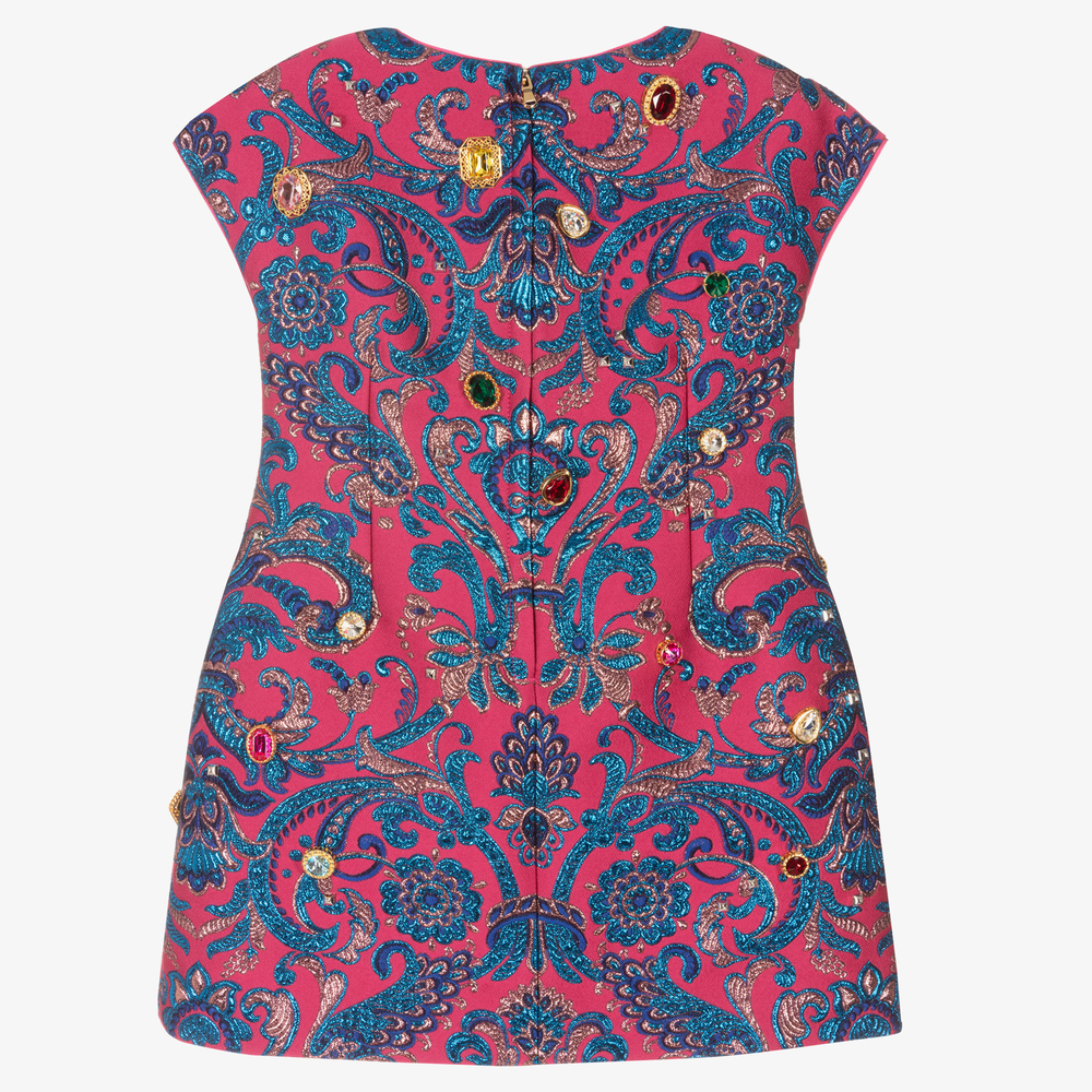 DOLCE & GABBANA★素敵！EMBELLISHED JACQUARD PRINT DRESS Dolce & Gabbana - Pink Jewelled Jacquard Dress