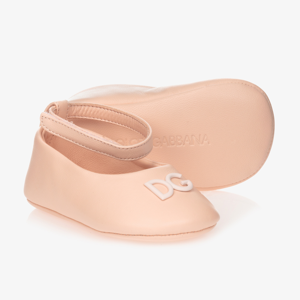 Dolce & Gabbana - Pink Leather Pre-Walker Shoes | Childrensalon