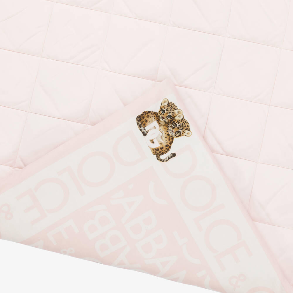Pink Padded Cotton Leopard Blanket 80cm