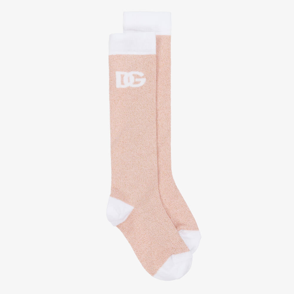 Dolce & Gabbana-Pink Shimmer Knee-High Socks | Childrensalon Outlet