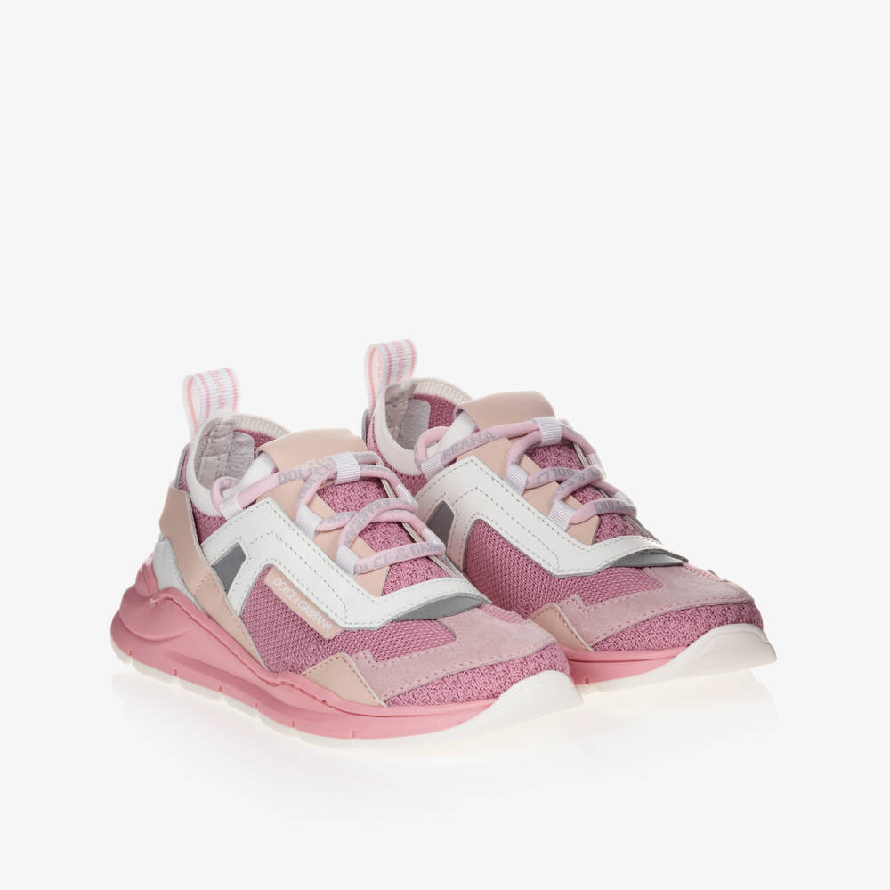 Dolce & Gabbana-Pink & White Trainers | Childrensalon Outlet