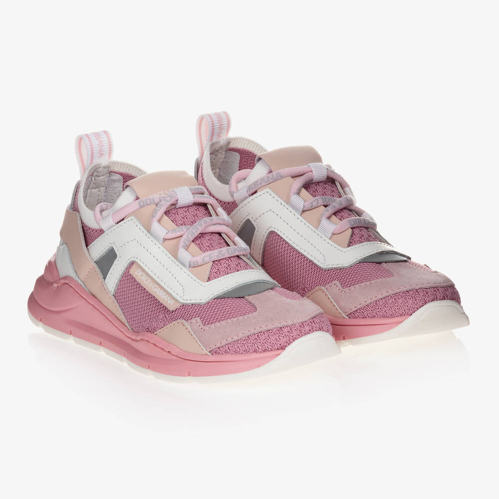 Dolce and gabbana white and pink trainers 2025