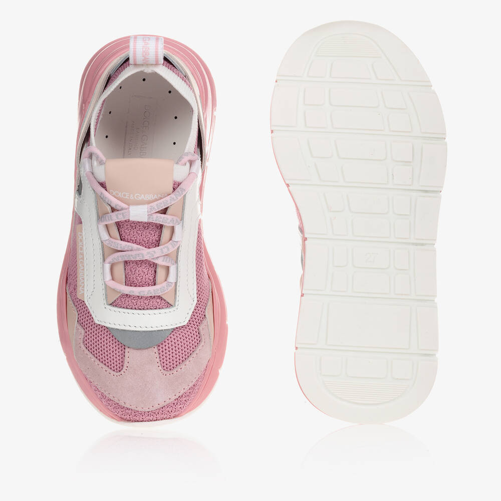 dolce and gabbana white and pink trainers