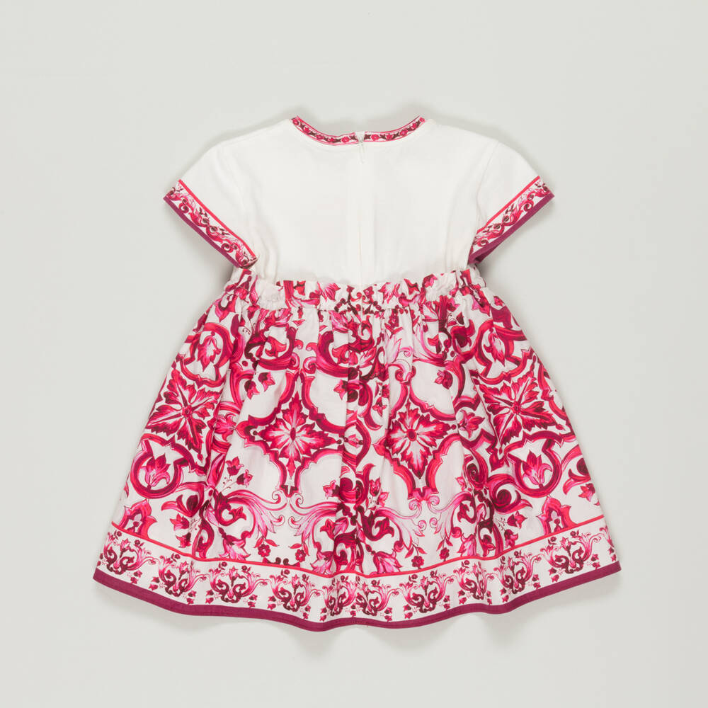 Dolce & Gabbana-Preloved Baby Girls Pink Cotton DG Majolica Dress (9-12 months) | Childrensalon Outlet