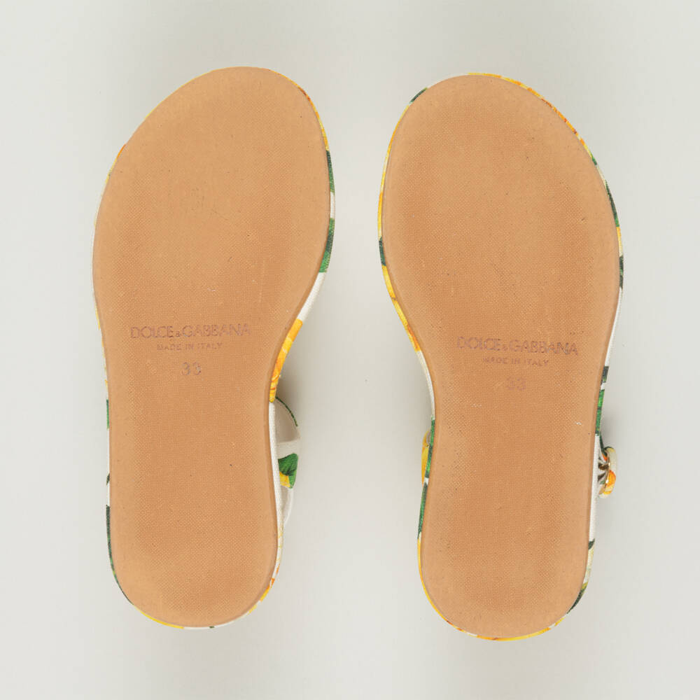 Dolce & Gabbana-Preloved - Girls Floral Canvas Yellow Sandals (EU33/UK1) | Childrensalon Outlet