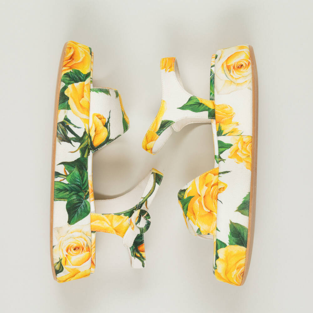 Dolce & Gabbana-Preloved - Girls Floral Canvas Yellow Sandals (EU33/UK1) | Childrensalon Outlet