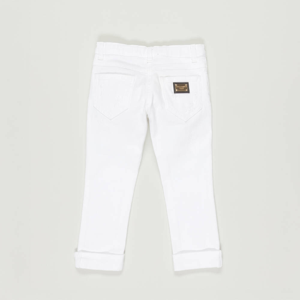 Dolce & Gabbana-Preloved Girls White Distressed Denim Jeans (4 years) | Childrensalon Outlet