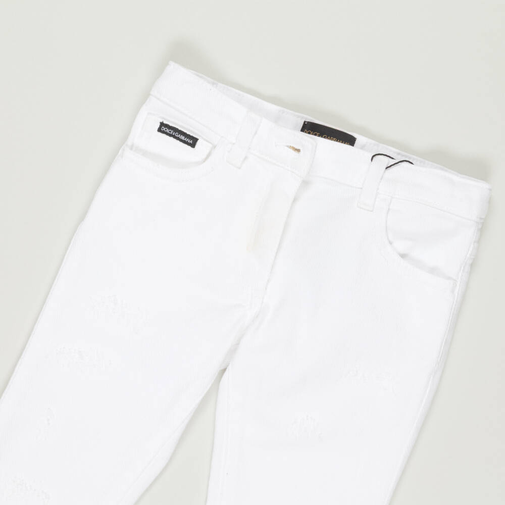 Dolce & Gabbana-Preloved Girls White Distressed Denim Jeans (4 years) | Childrensalon Outlet