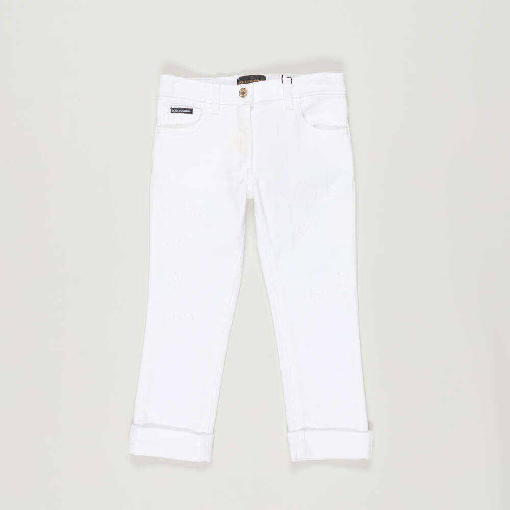 Dolce & Gabbana-Preloved Girls White Distressed Denim Jeans (4 years) | Childrensalon Outlet