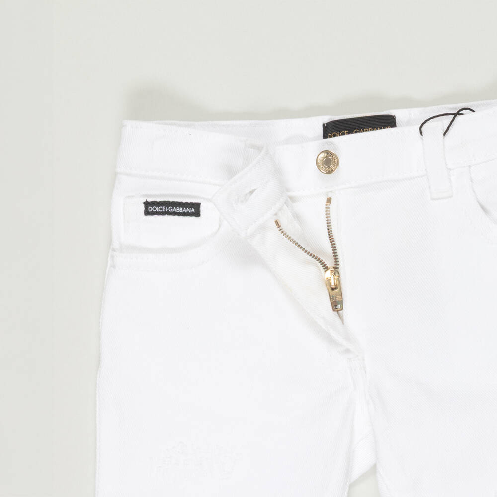 Dolce & Gabbana-Preloved Girls White Distressed Denim Jeans (4 years) | Childrensalon Outlet