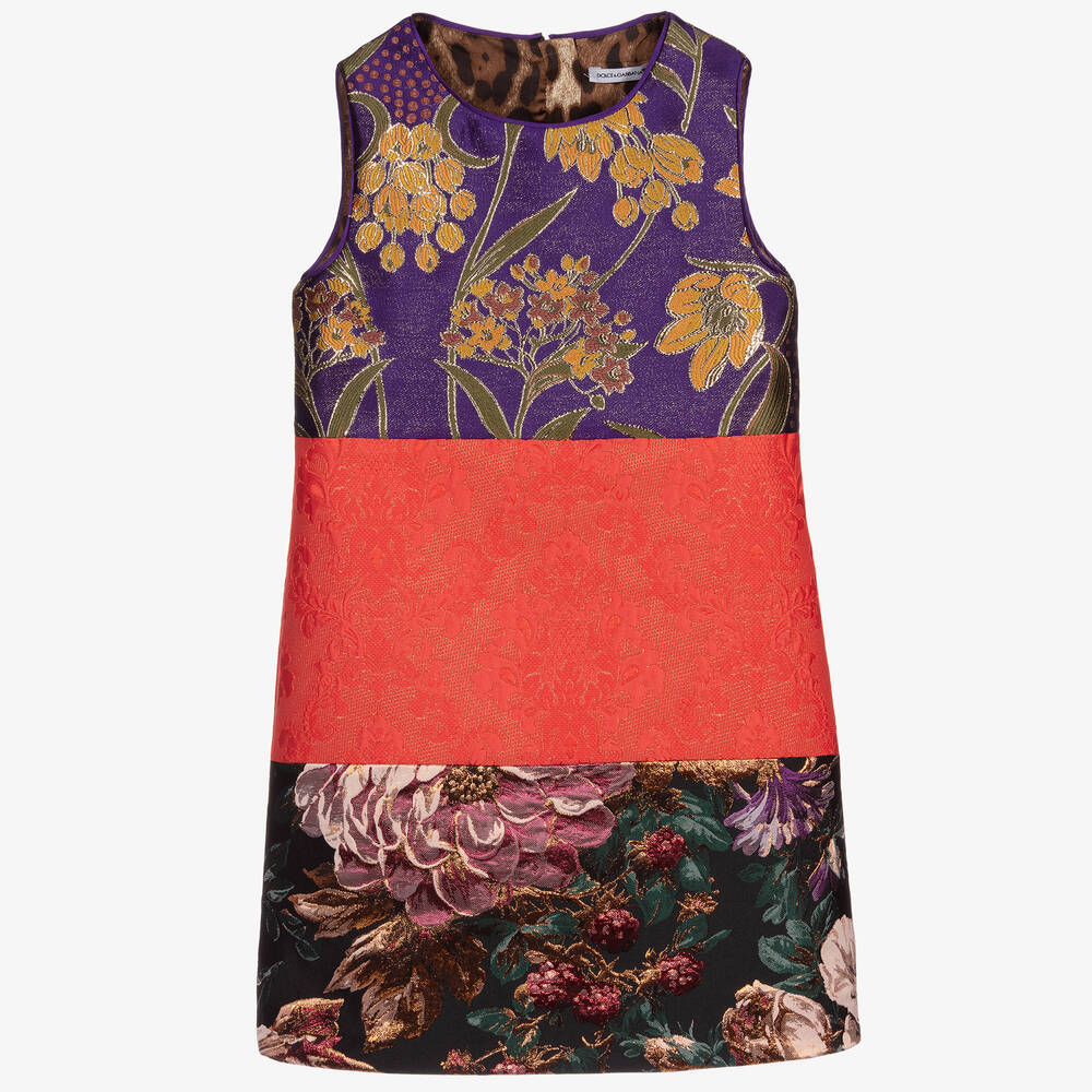Dolce & Gabbana-Purple & Red Brocade Dress | Childrensalon Outlet