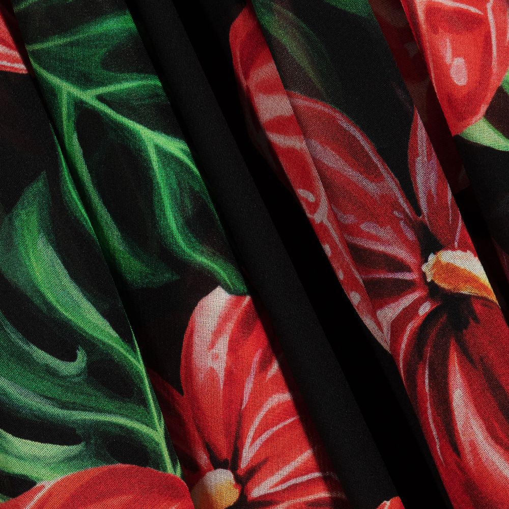 Dolce & Gabbana-Red & Black Silk Chiffon Dress | Childrensalon Outlet