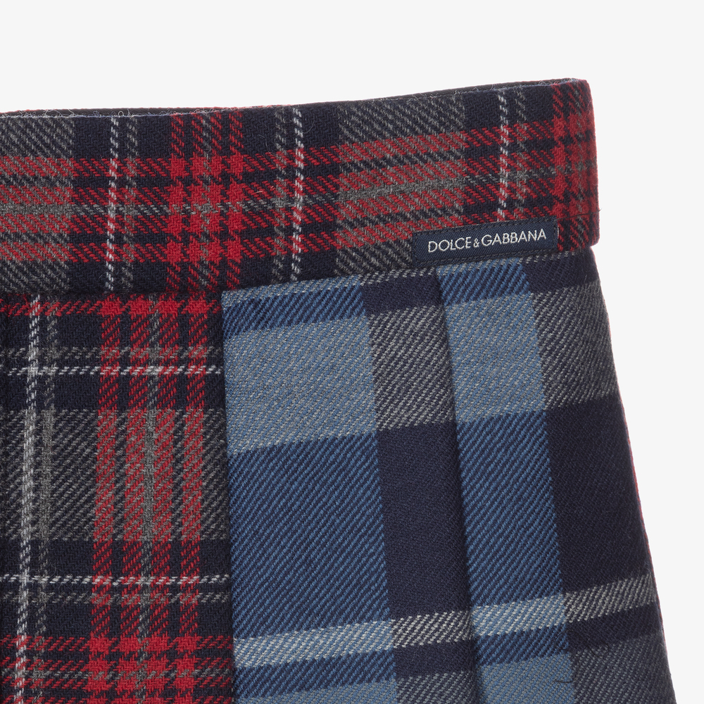 Dolce & Gabbana-Red & Blue Tartan Wool Skirt | Childrensalon Outlet