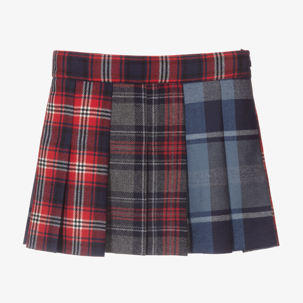Dolce & Gabbana-Red & Blue Tartan Wool Skirt  | Childrensalon Outlet