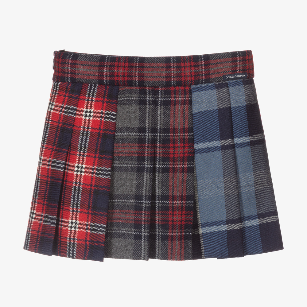 Dolce & Gabbana-Red & Blue Tartan Wool Skirt | Childrensalon Outlet