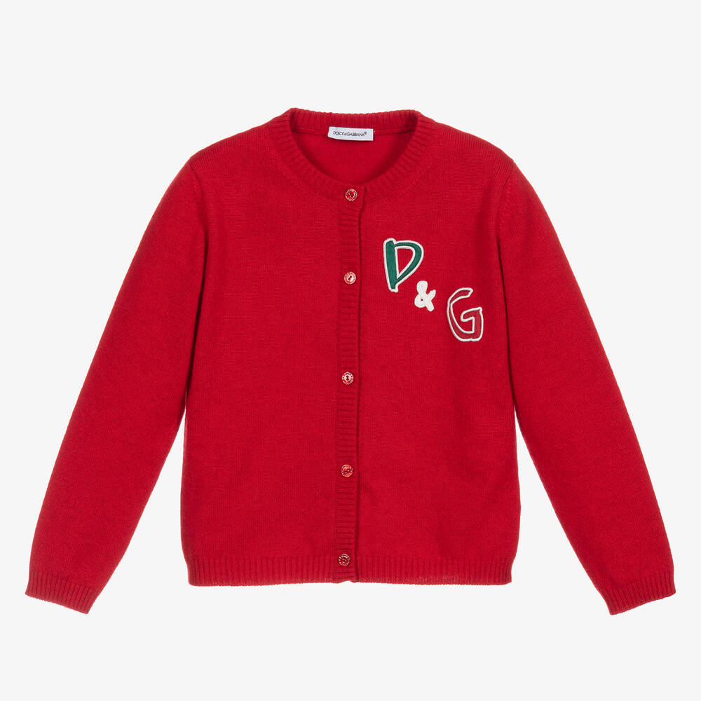 Dolce & Gabbana - Cardigan rouge en cachemire | Childrensalon