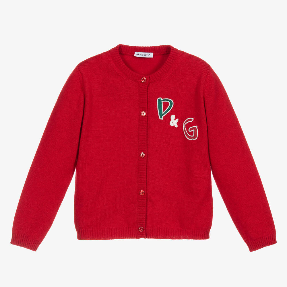 Dolce & Gabbana - Red Cashmere Cardigan | Childrensalon