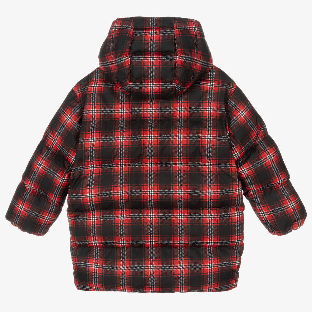 Dolce & Gabbana-معطف بافر هودي لون أحمر وأسود | Childrensalon Outlet