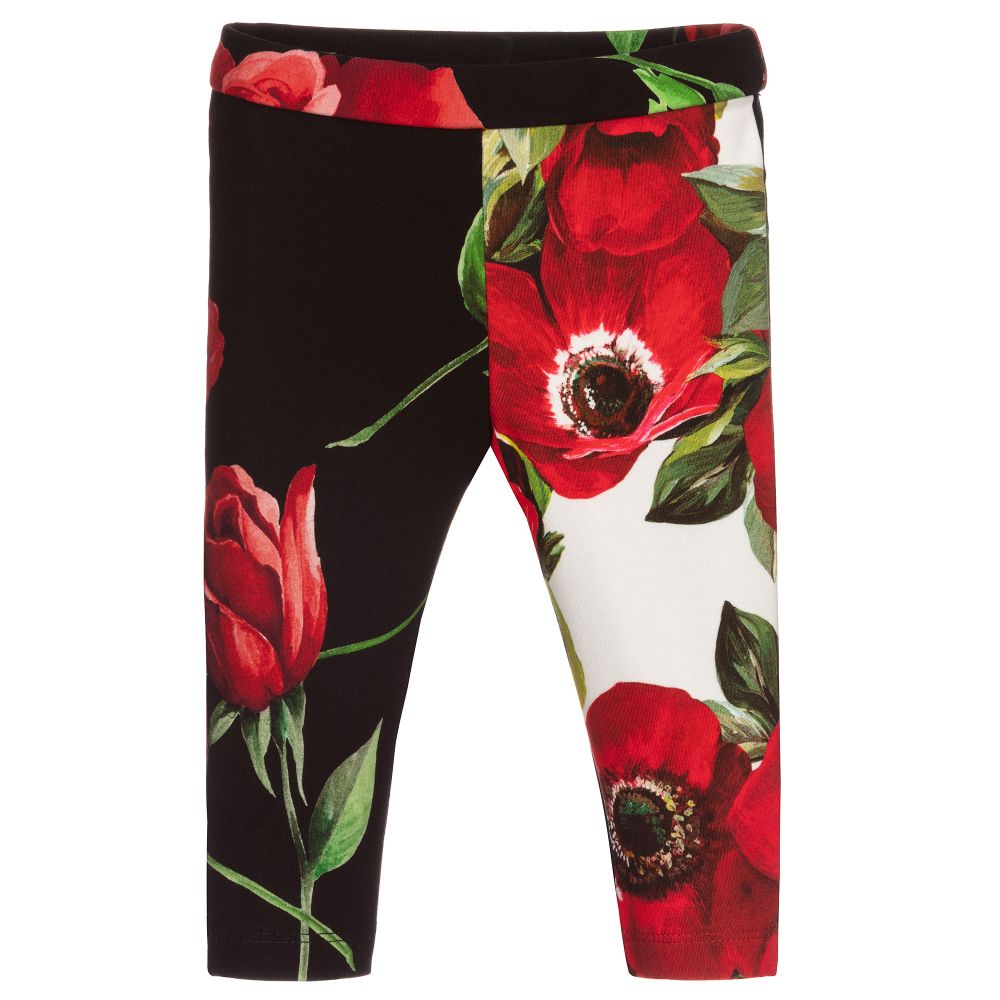 Dolce & Gabbana - Red Floral Baby Leggings | Childrensalon