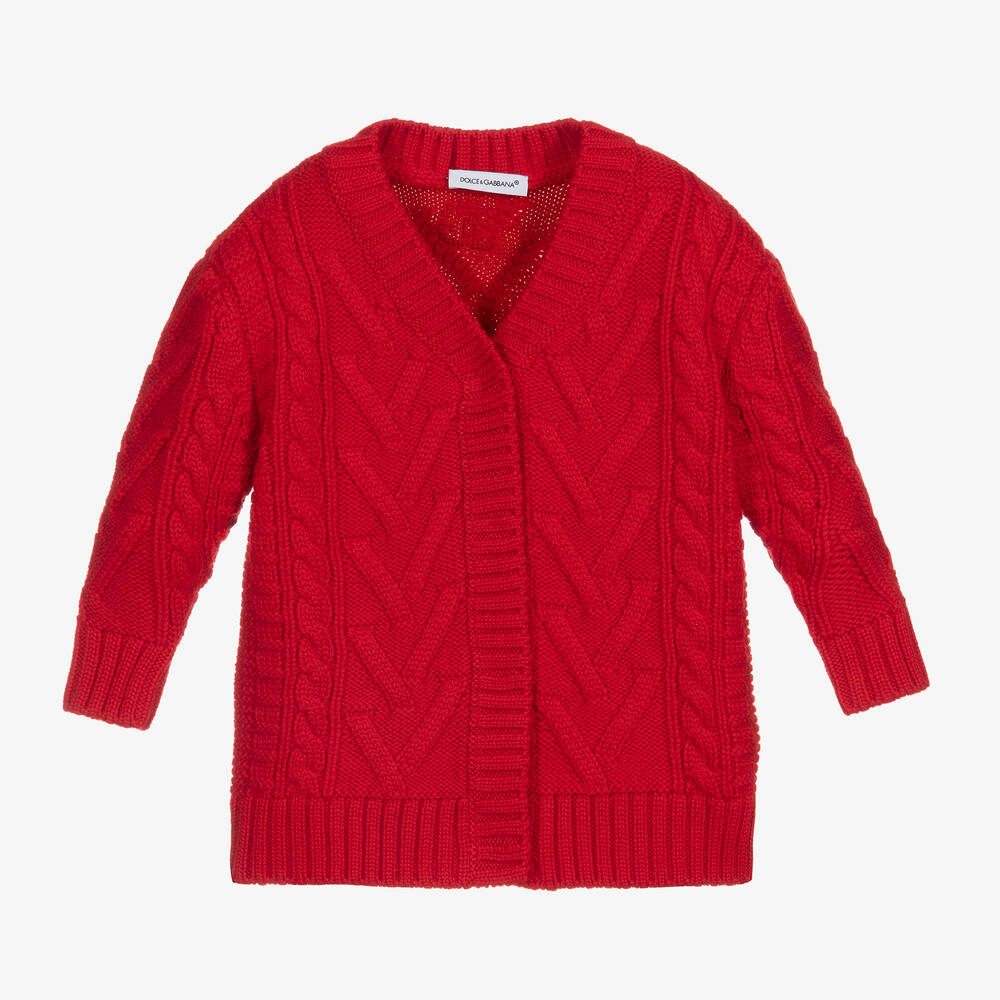 Dolce & Gabbana - Красный вязаный шерстяной кардиган для малышей | Childrensalon