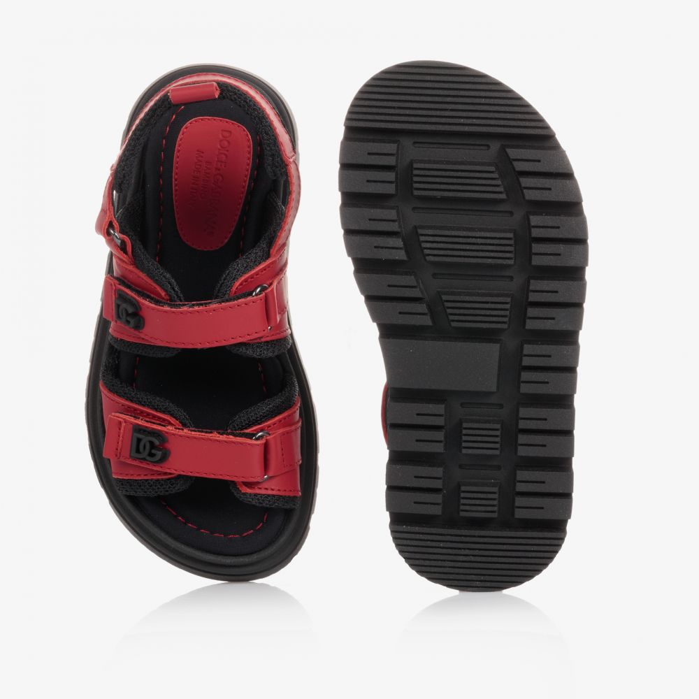 Dolce & Gabbana-Красные кожаные сандалии DG | Childrensalon Outlet