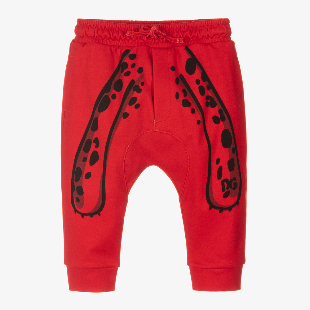 Dolce & Gabbana - Красные хлопковые джоггеры с лапами леопарда | Childrensalon