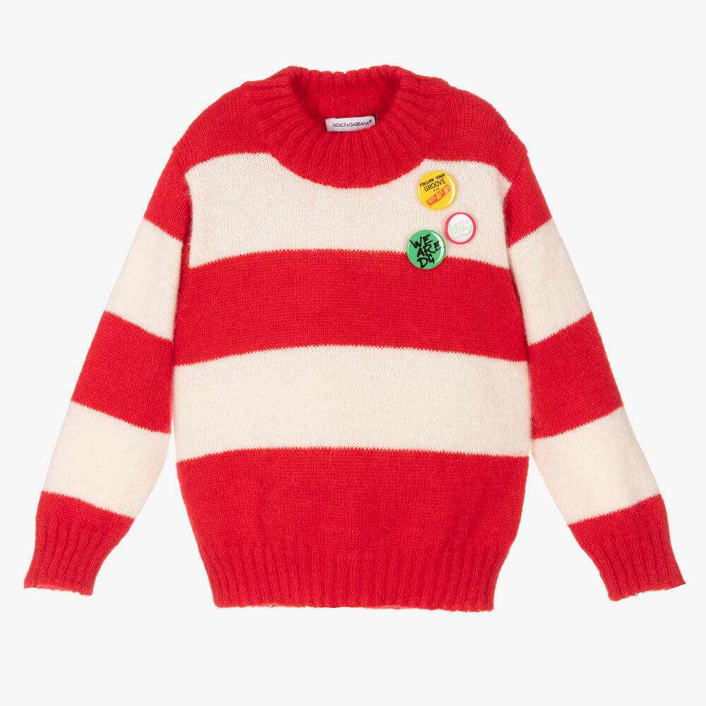 Dolce & Gabbana - Red Stripe Alpaca Sweater | Childrensalon