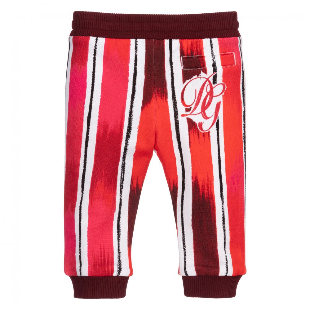 Dolce Gabbana Red White Striped Joggers