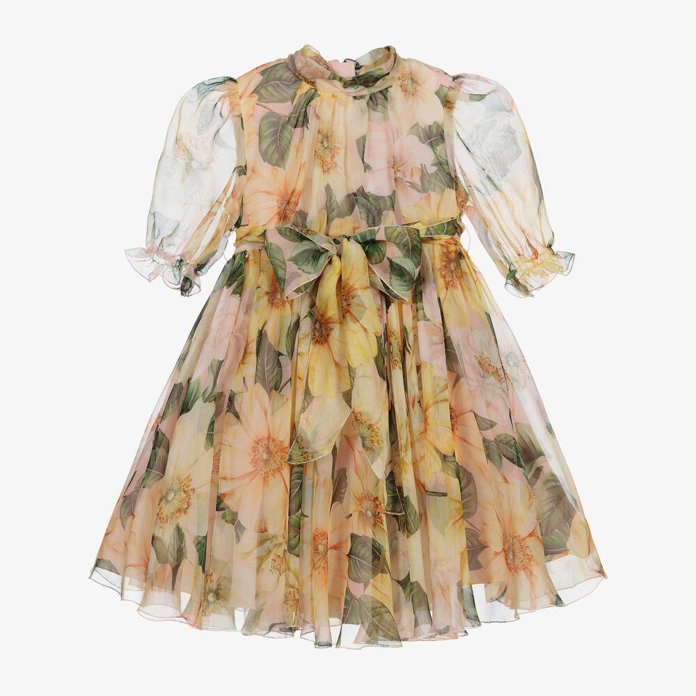 Dolce & Gabbana - Set aus Seidenkleid mit Kamelien-Print (B) | Childrensalon