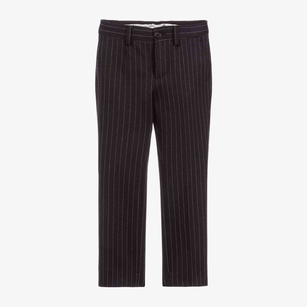 Dolce & Gabbana - Striped Black Wool Trousers | Childrensalon