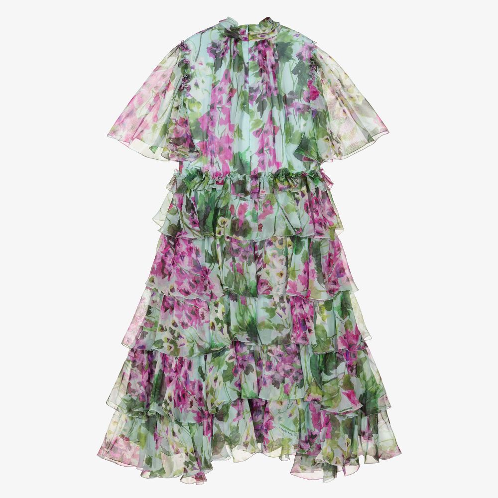 Dolce & Gabbana-Teen Bellflower Silk Dress | Childrensalon Outlet
