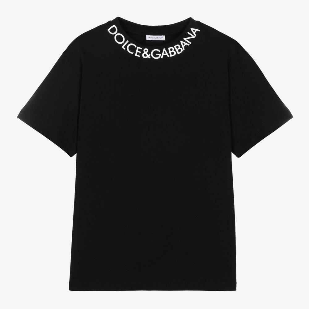 Dolce & Gabbana-تيشيرت قطن جيرسي لون أسود | Childrensalon Outlet