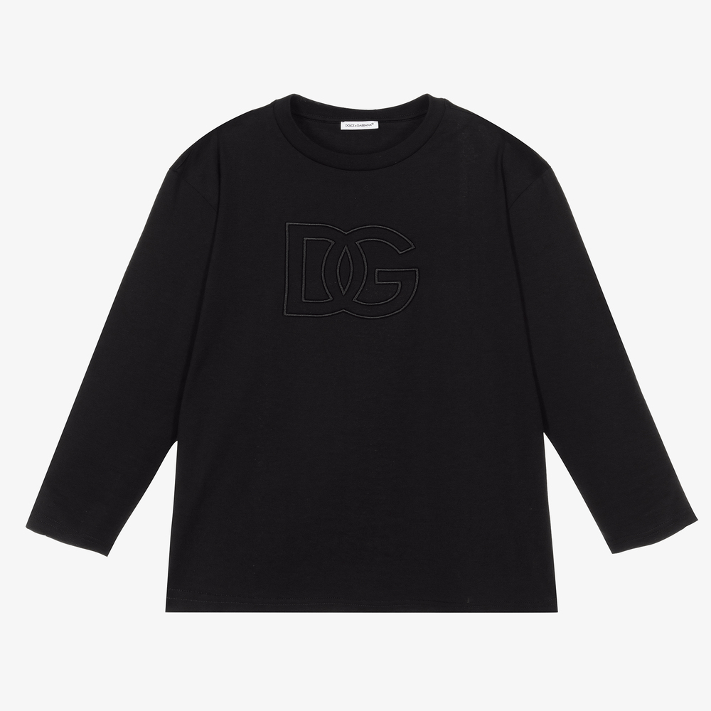 Dolce & Gabbana - Teen Black Cotton Logo Top | Childrensalon