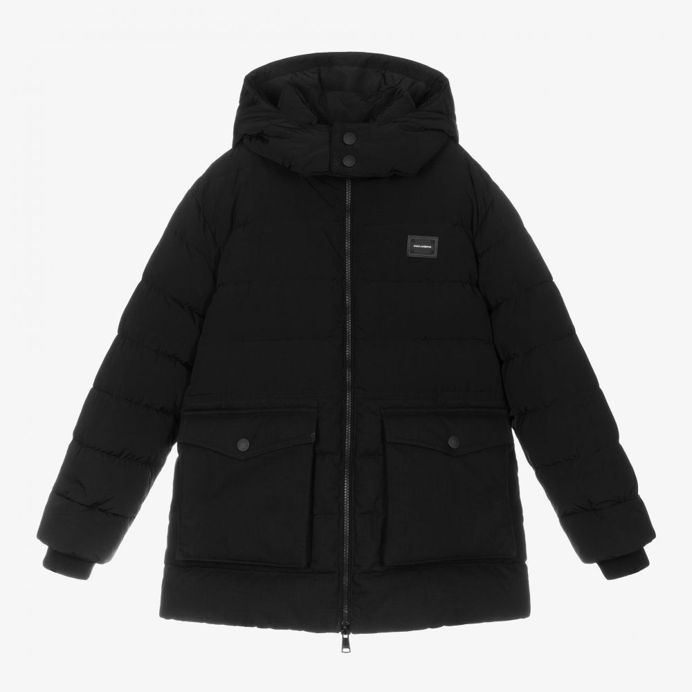 Dolce & Gabbana-Teen Black Down Padded Coat | Childrensalon Outlet