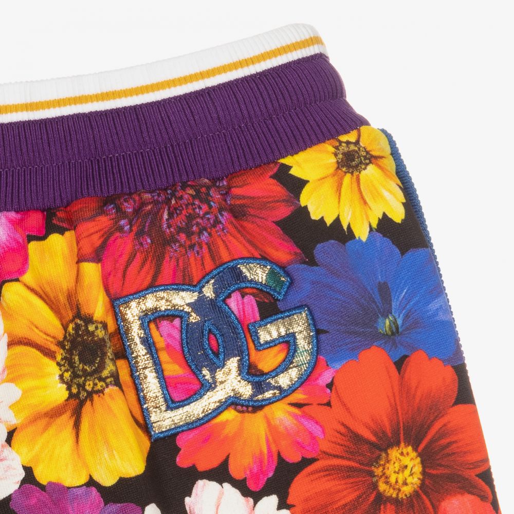 Dolce & Gabbana-Teen Black Floral DG Shorts | Childrensalon Outlet