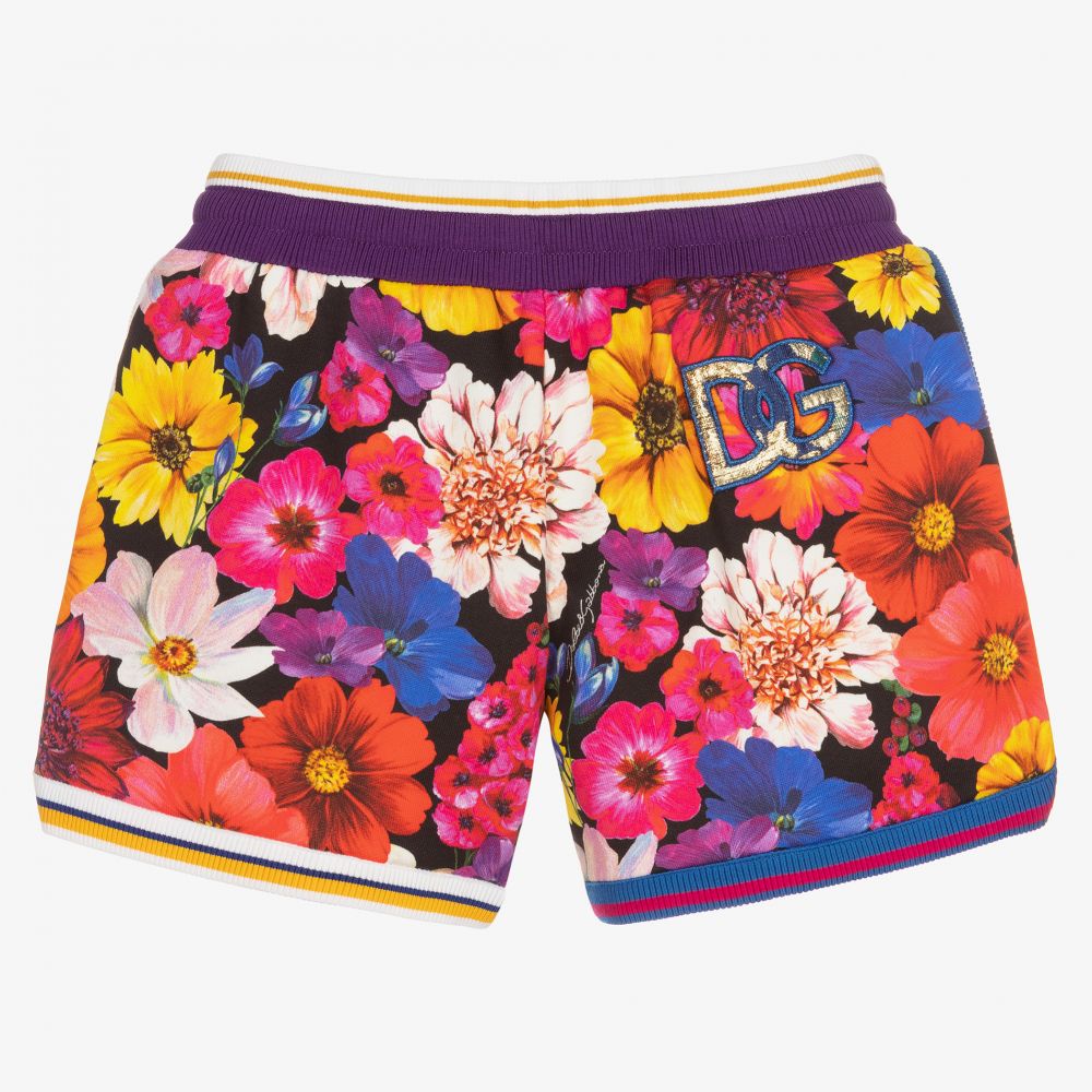 Dolce & Gabbana - Teen Black Floral DG Shorts | Childrensalon Outlet
