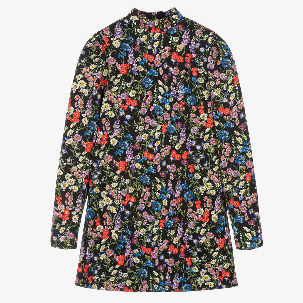 Dolce & Gabbana - Robe noire à col et imprimé floral | Childrensalon