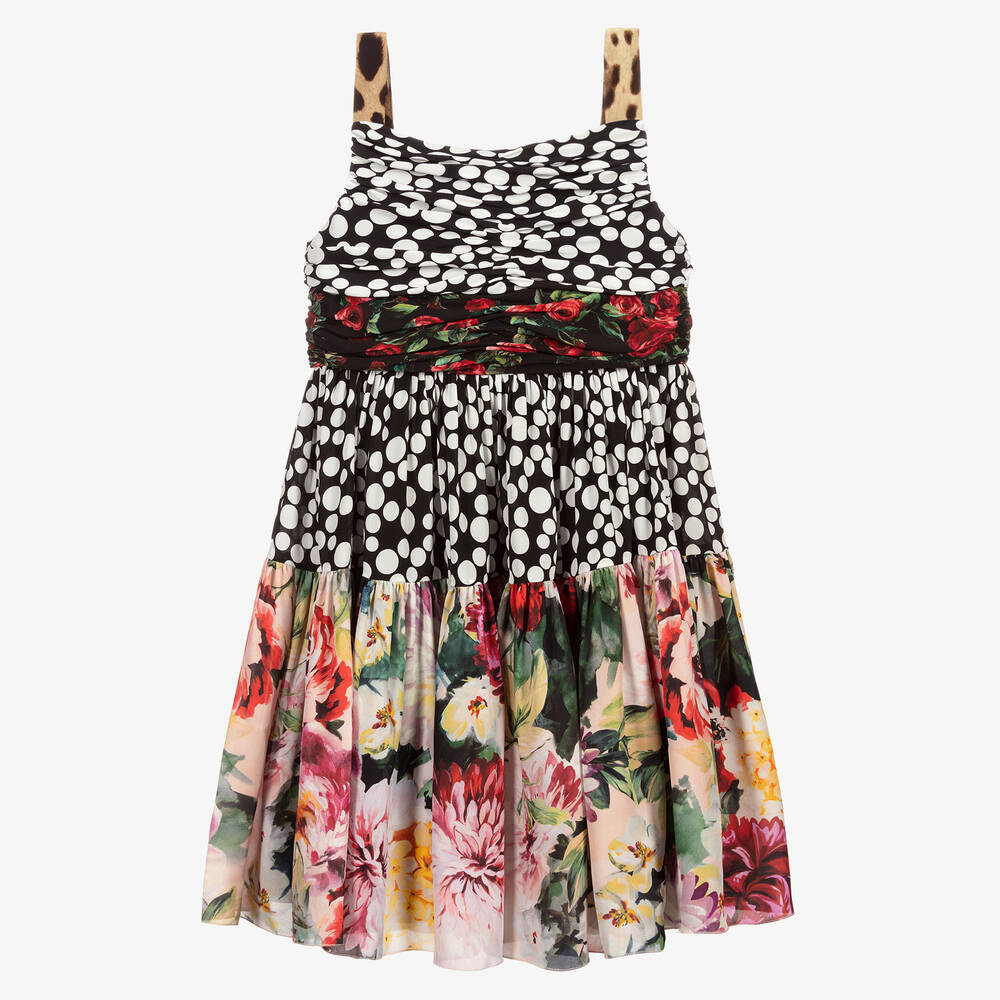 Dolce & Gabbana - Teen Black Floral Silk Dress | Childrensalon